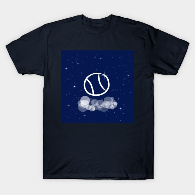 ball, tennis ball, tennis, game, entertainment, sport, sports, active lifestyle, energy, technology, light, universe, cosmos, galaxy, shine, concept, illustration T-Shirt by grafinya